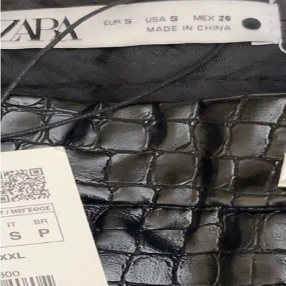 ZARA Faux Leather Pants Croco Animal Effect NWT - Picture 15 of 16